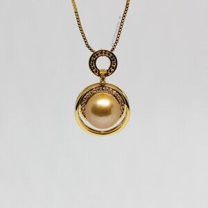 Deep Golden Edison Pearl Pendant Necklace